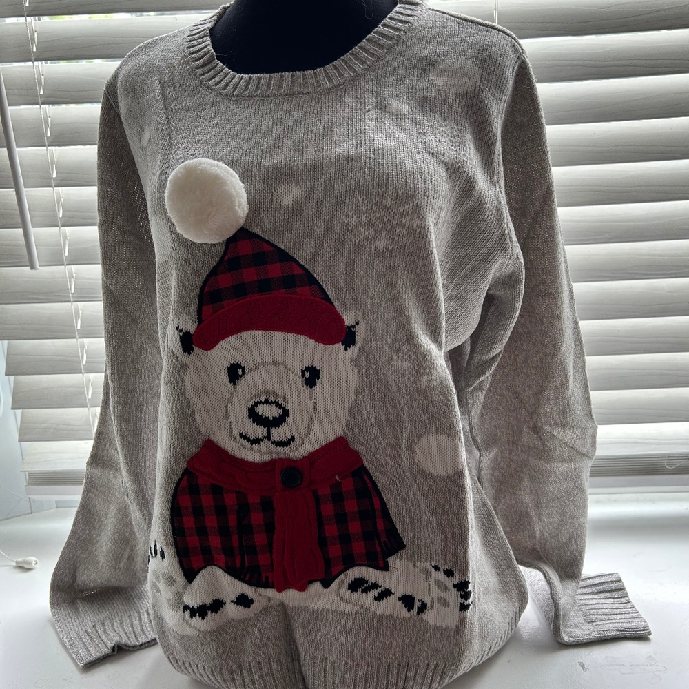 Gray Knot Snowman Sweater NWT XL Winter Holiday Cozy